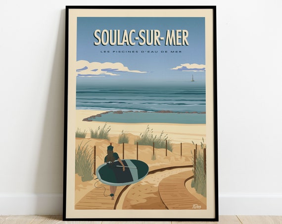 Soulac Sur Mer Vintage Travel Poster, Cordouan Lighthouse