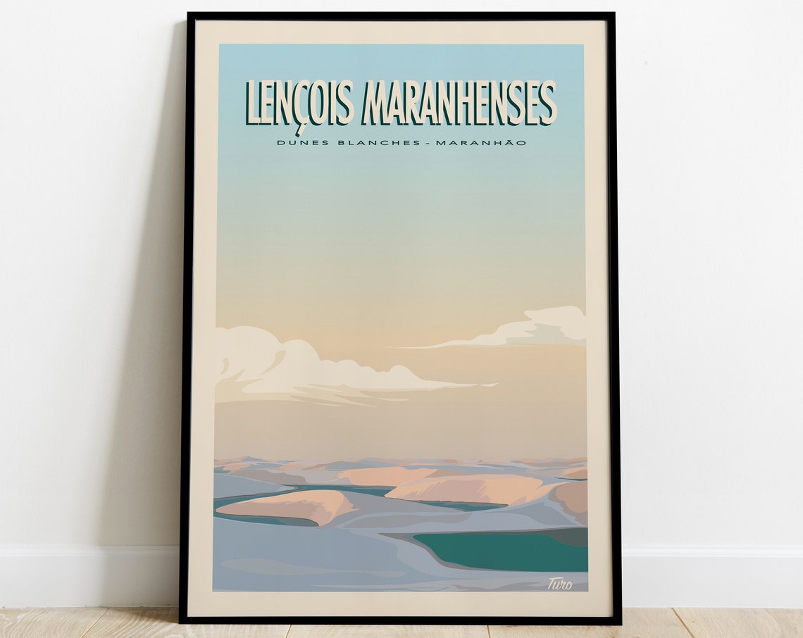 Lencois Maranhenses White Dunes Lagoons Brazil Travel Poster