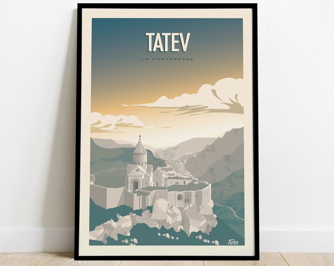 Tatev Fortress Vintage Travel Poster, Armenia