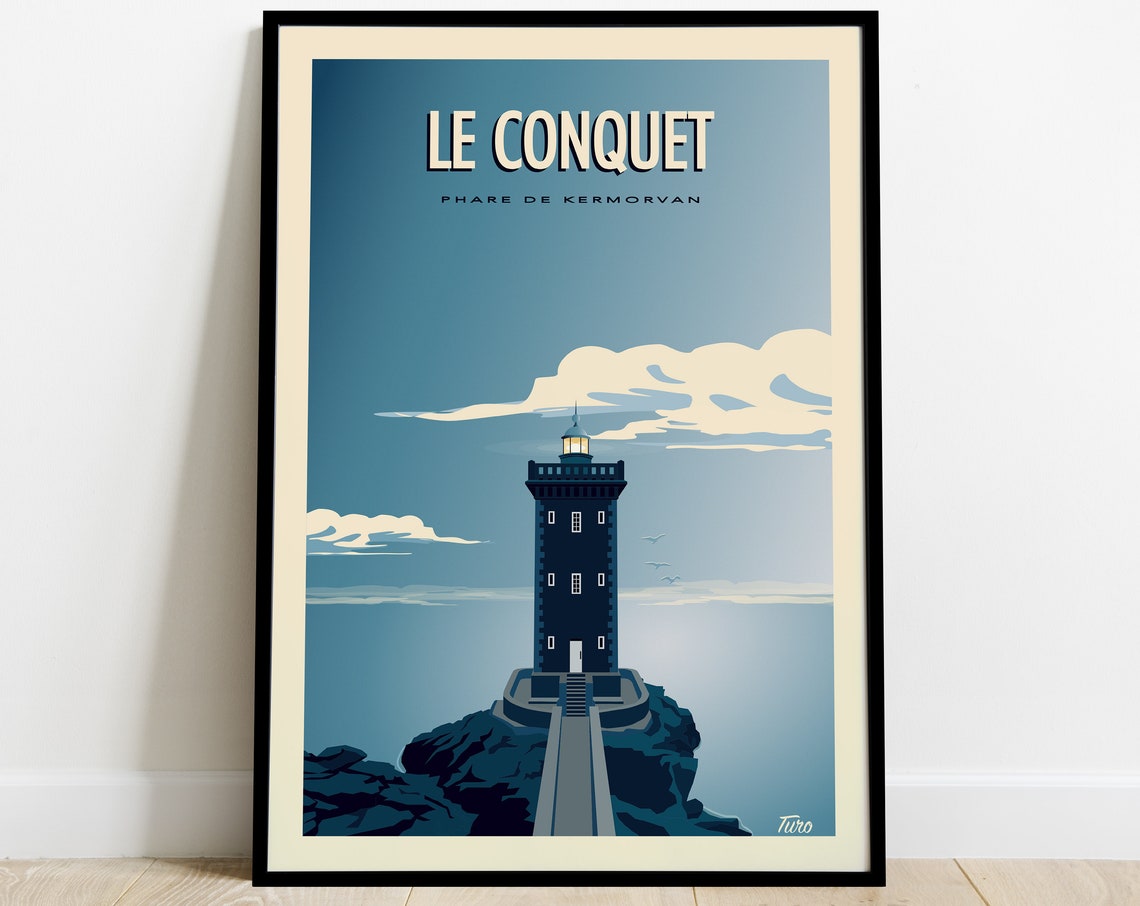 Le Conquet Kermorvan Lighthouse On Rocky Coast Travel Poster