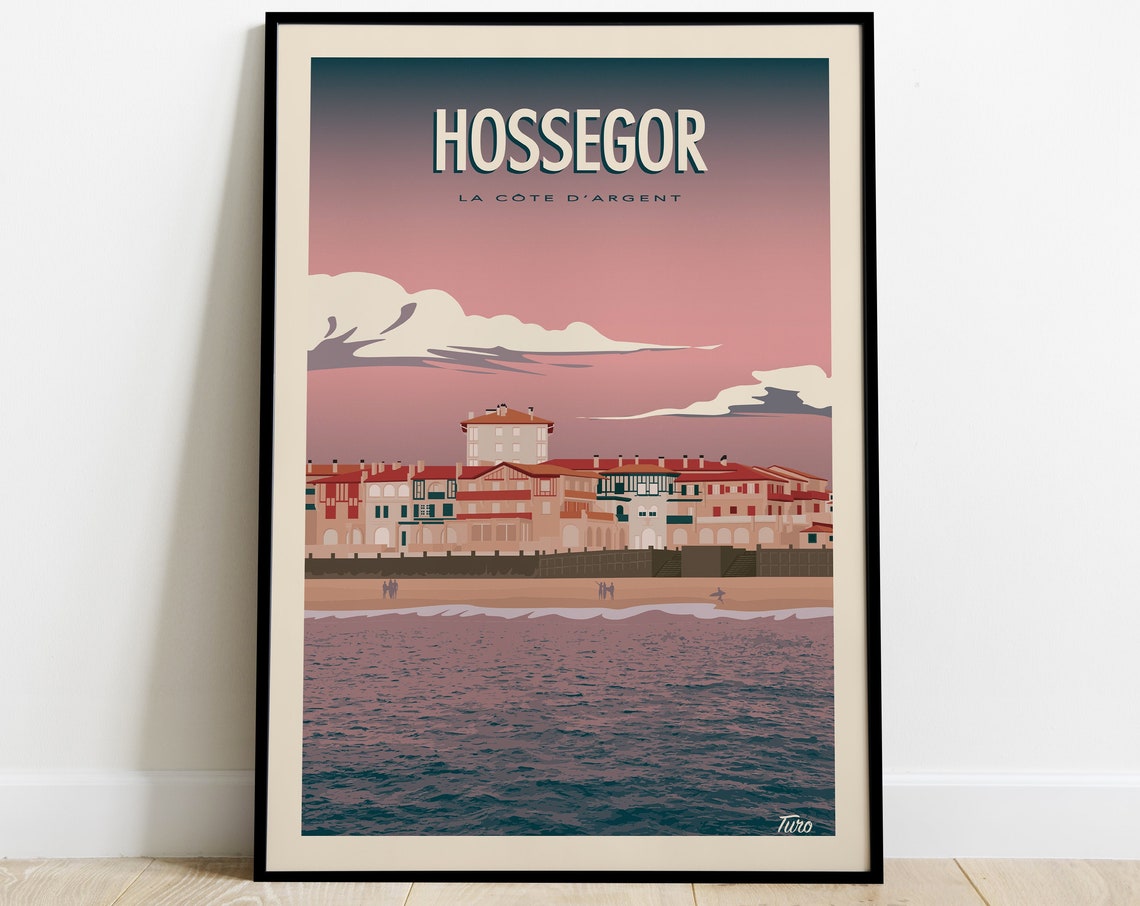 Hossegor La Cote d'Argent Beachfront Villas Sunset Travel Poster