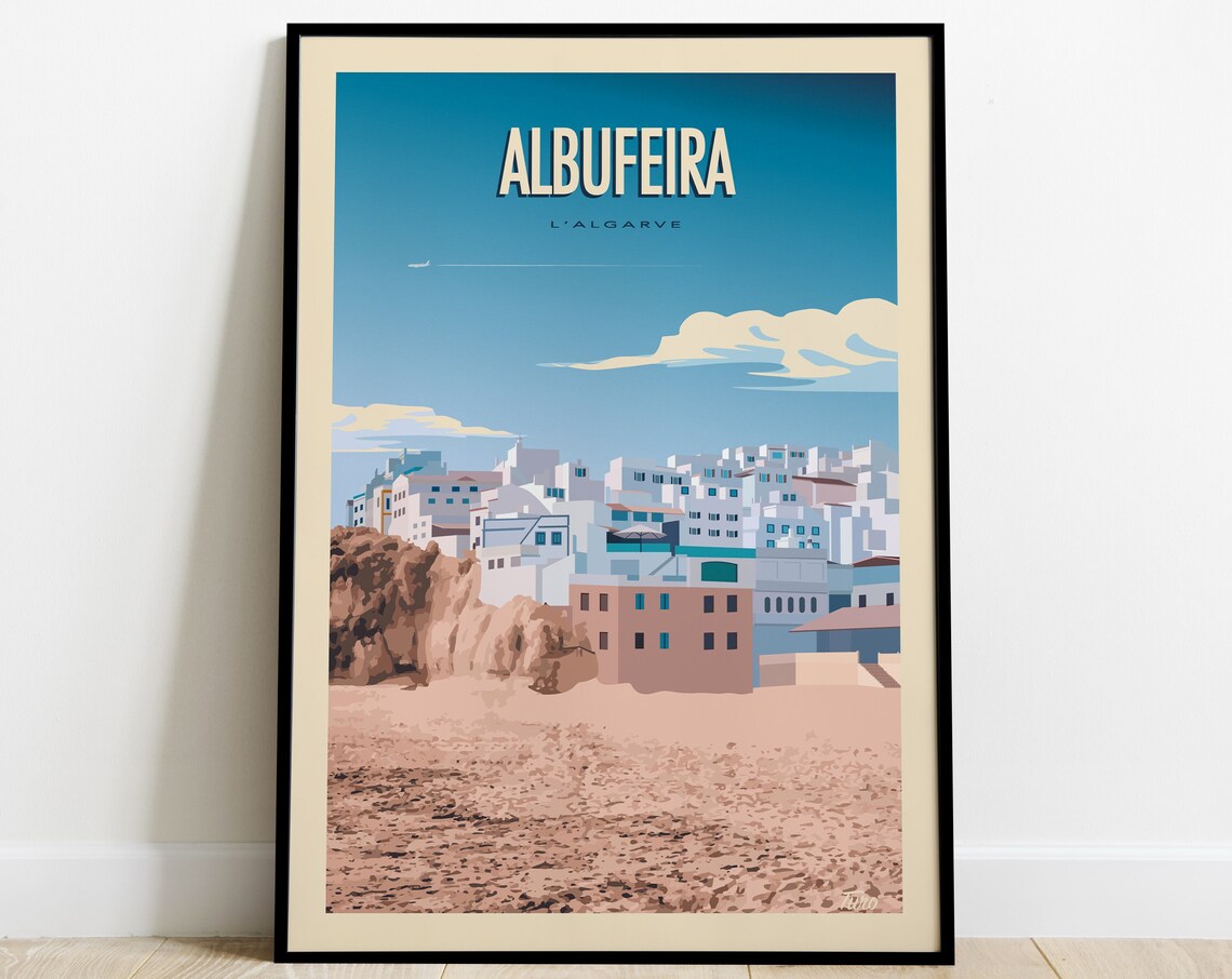 Albuferira Travel Poster Algarve Poster Vintage Poster South Of Portugal