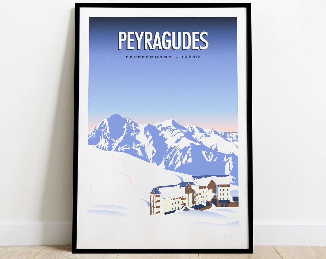 Peyragudes Vintage Pyrenees Travel Poster