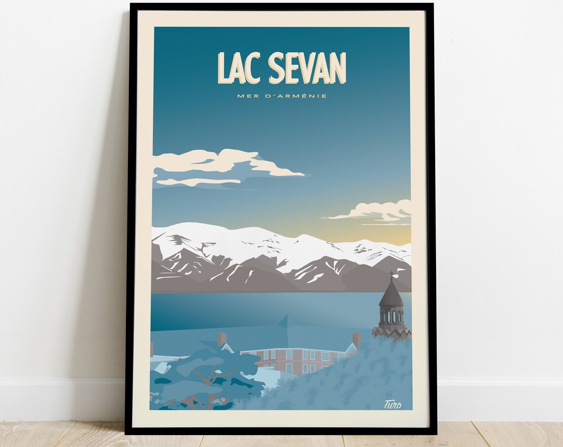 Lake Sevan Vintage Travel Poster, Armenia Monastery - Image 3