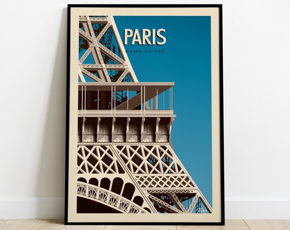 Paris Travel Poster, Eiffel Tower Travel Poster