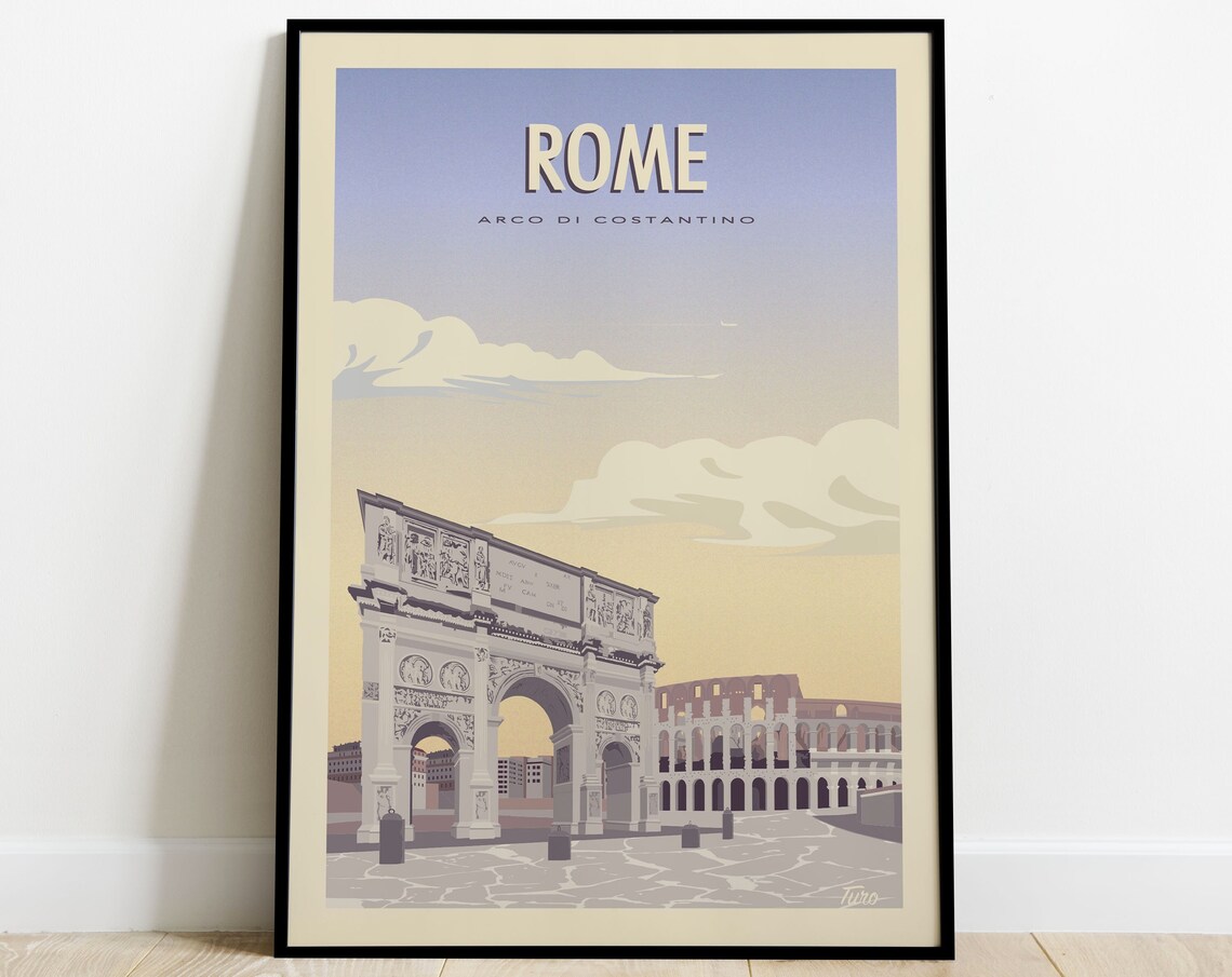 Rome Travel Poster, Arco Di Constantino Vintage Italy