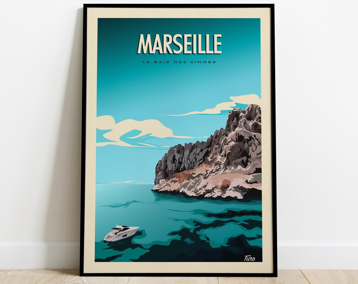 Marseille La Baie Des Singes Vintage Travel Poster