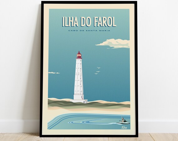 Ilha Do Farol Vintage Travel Poster, Portugal Faro