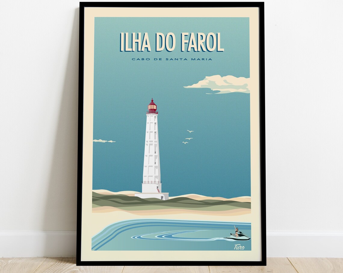 Ilha Do Farol Vintage Travel Poster, Portugal Faro
