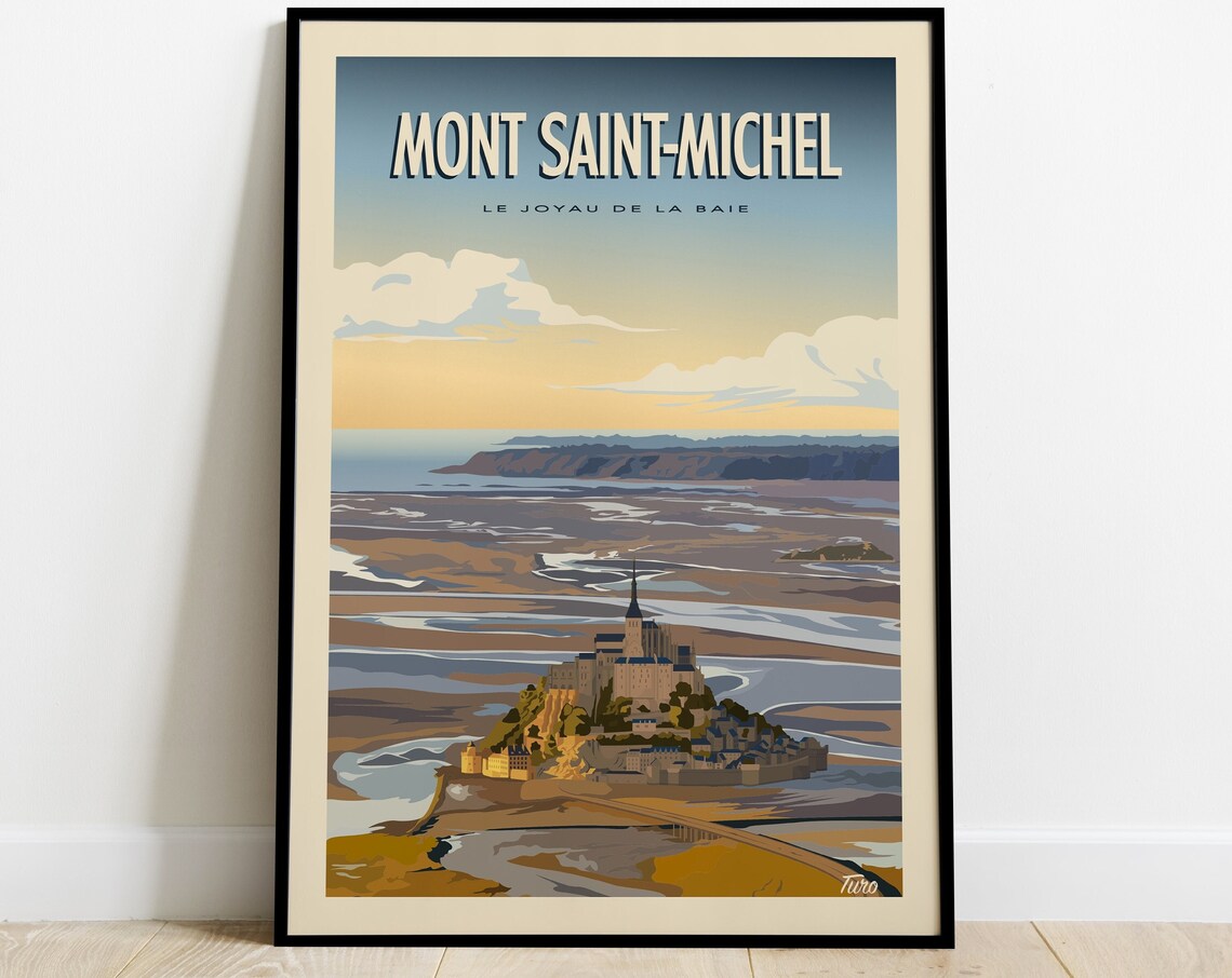 Mont Saint Michel Vintage Normandy Travel Poster