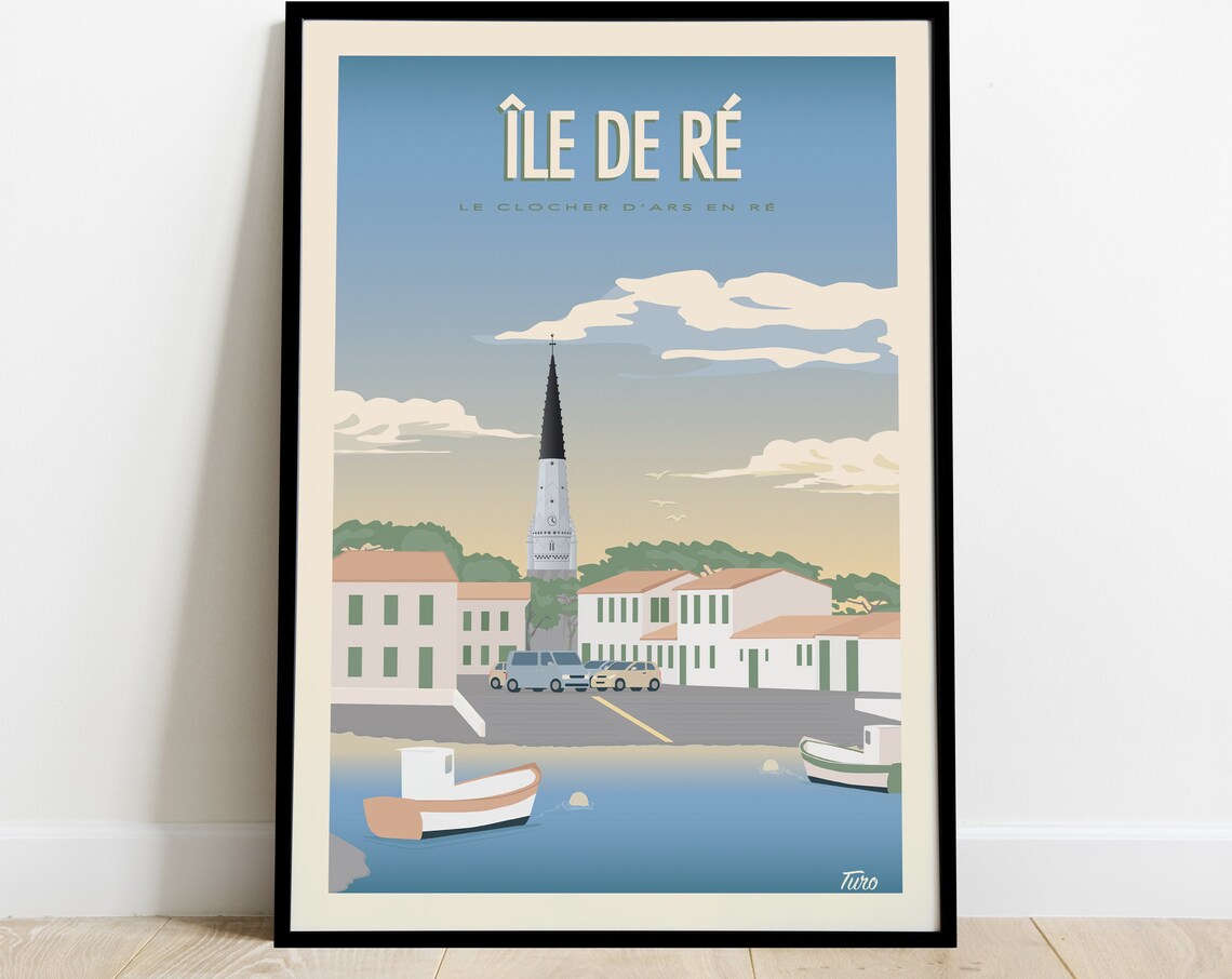 Ile De R Vintage Travel Poster, Bell Tower Of Ars