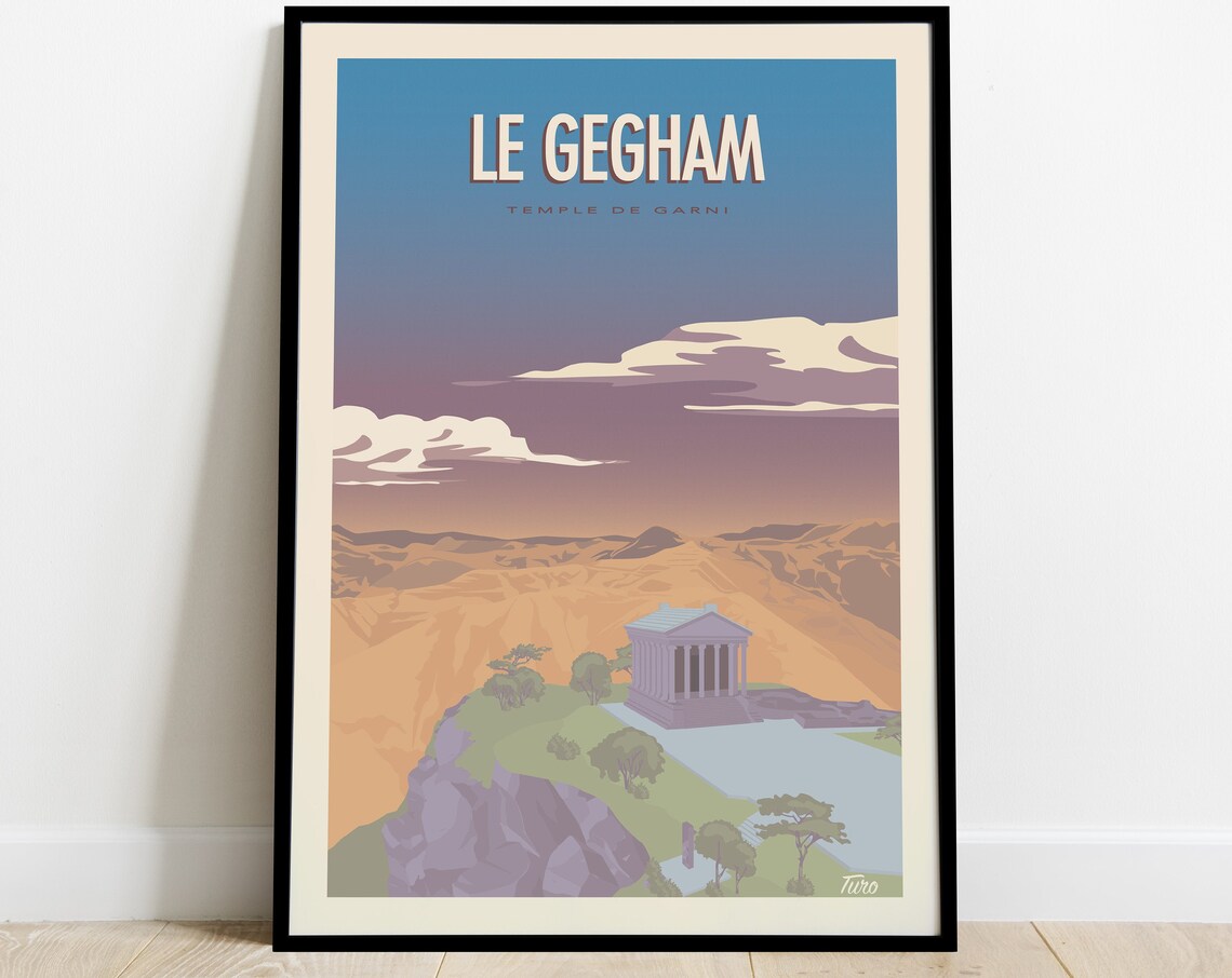 Gegham Vintage Travel Poster, Armenia Landmark