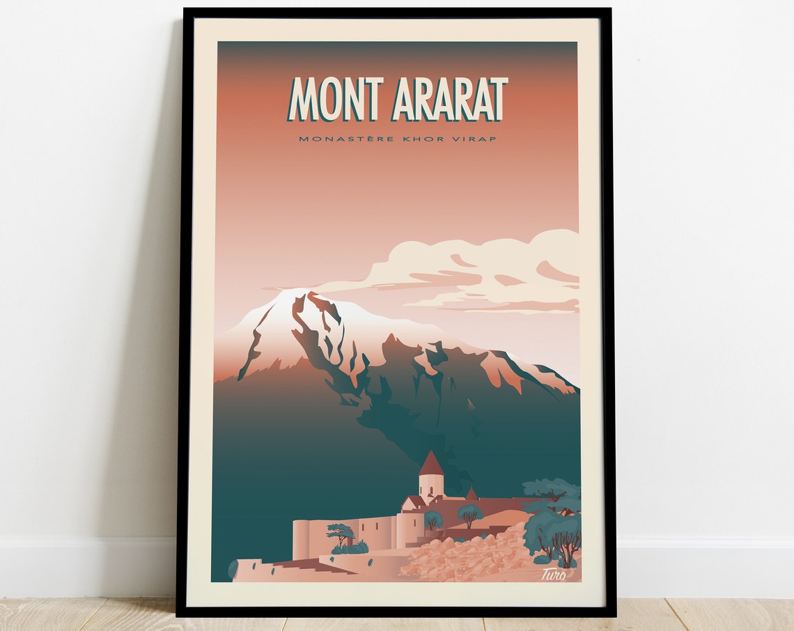 Mount Ararat Travel Poster, Vintage Armenia Poster