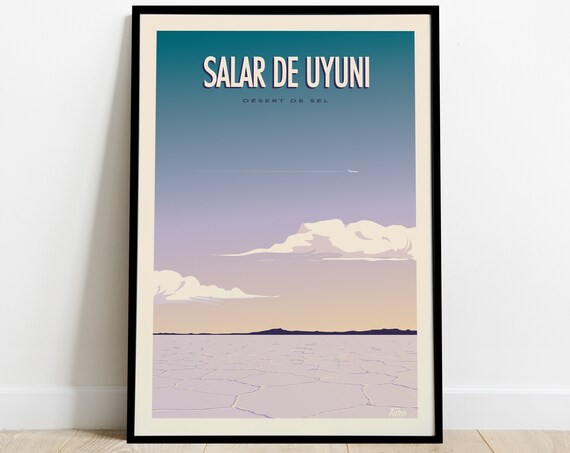 Salar De Uyuni Vintage Travel Poster, Bolivia