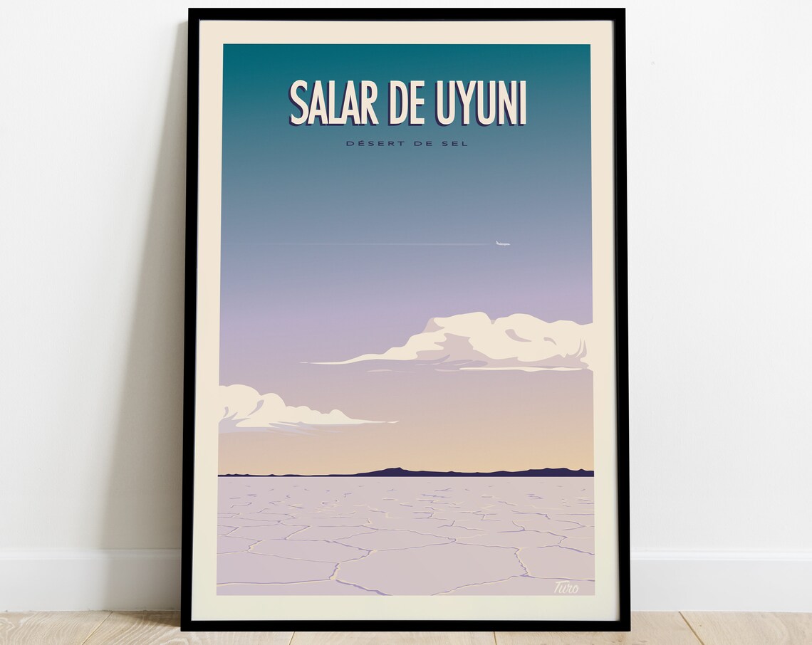Salar De Uyuni Vintage Travel Poster, Bolivia