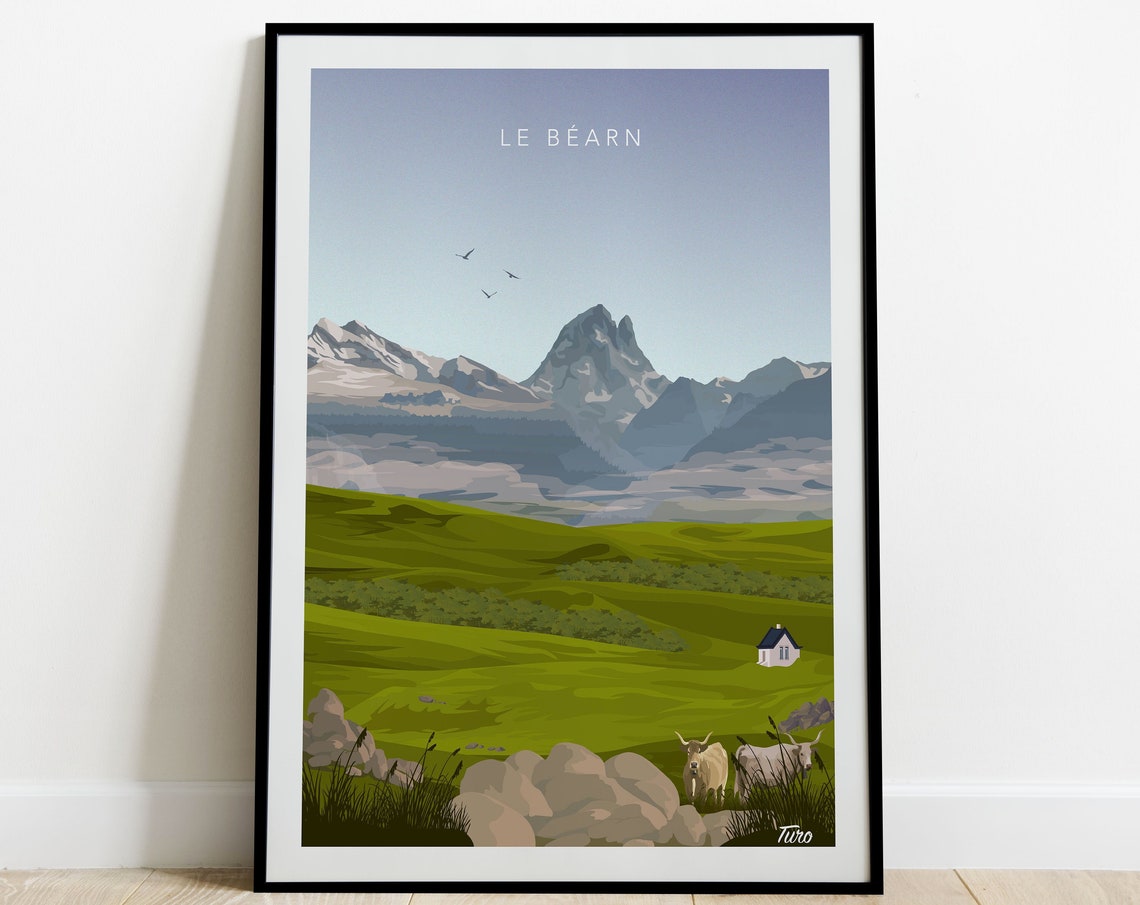 Basque Country Travel Poster Poster The Plains Of Barn Vintage Poster West Coast South West Pic Du Midi Du Dossau
