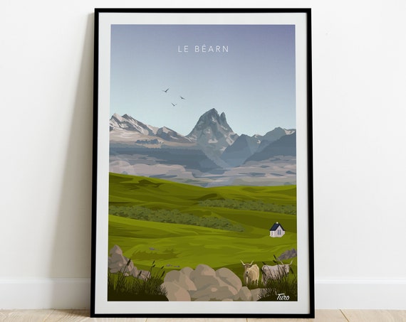Basque Country Travel Poster Poster The Plains Of Barn Vintage Poster West Coast South West Pic Du Midi Du Dossau