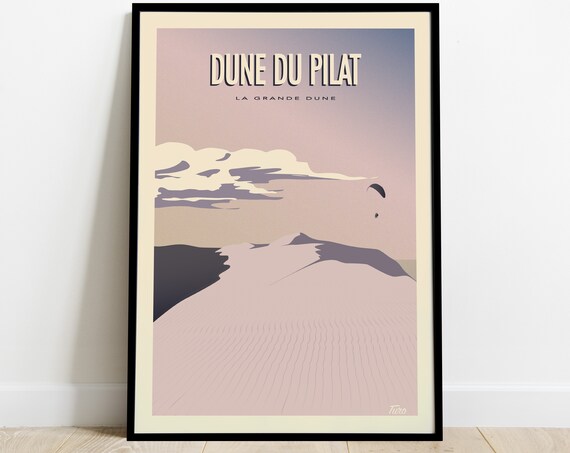 Dune Du Pilat Travel Poster West Coast Poster Vintage La Grande Dune Poster