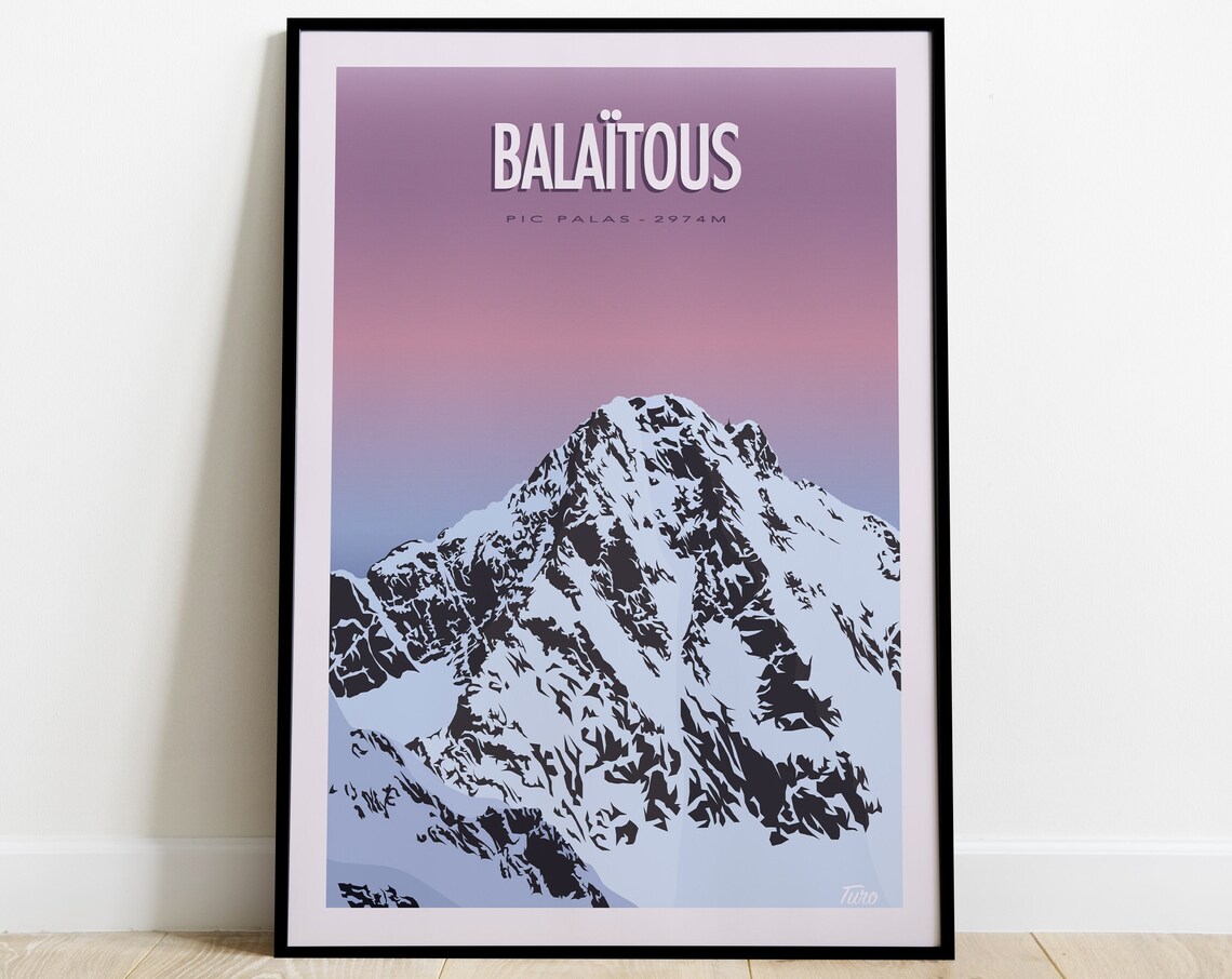 Pic Du Balatous Vintage Pyrenees Travel Poster