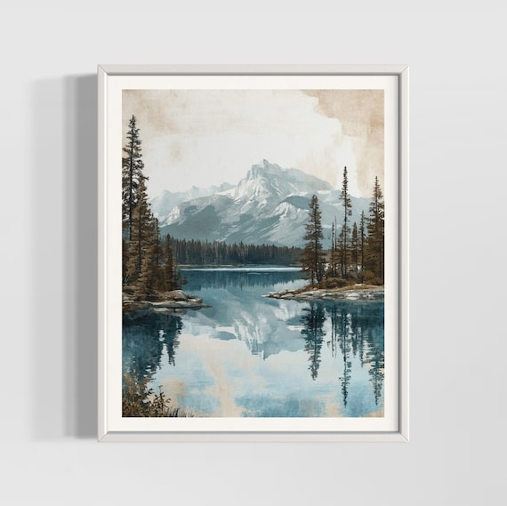 Banff National Park Vintage Watercolor Travel Poster
