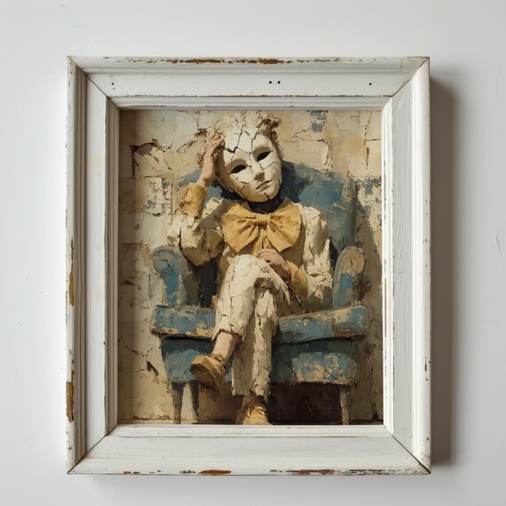 Rustic Halloween Doll Art Sinister Porcelain Painting Vintage Autumn Decor Moody Fall Spooky Wall Print 295