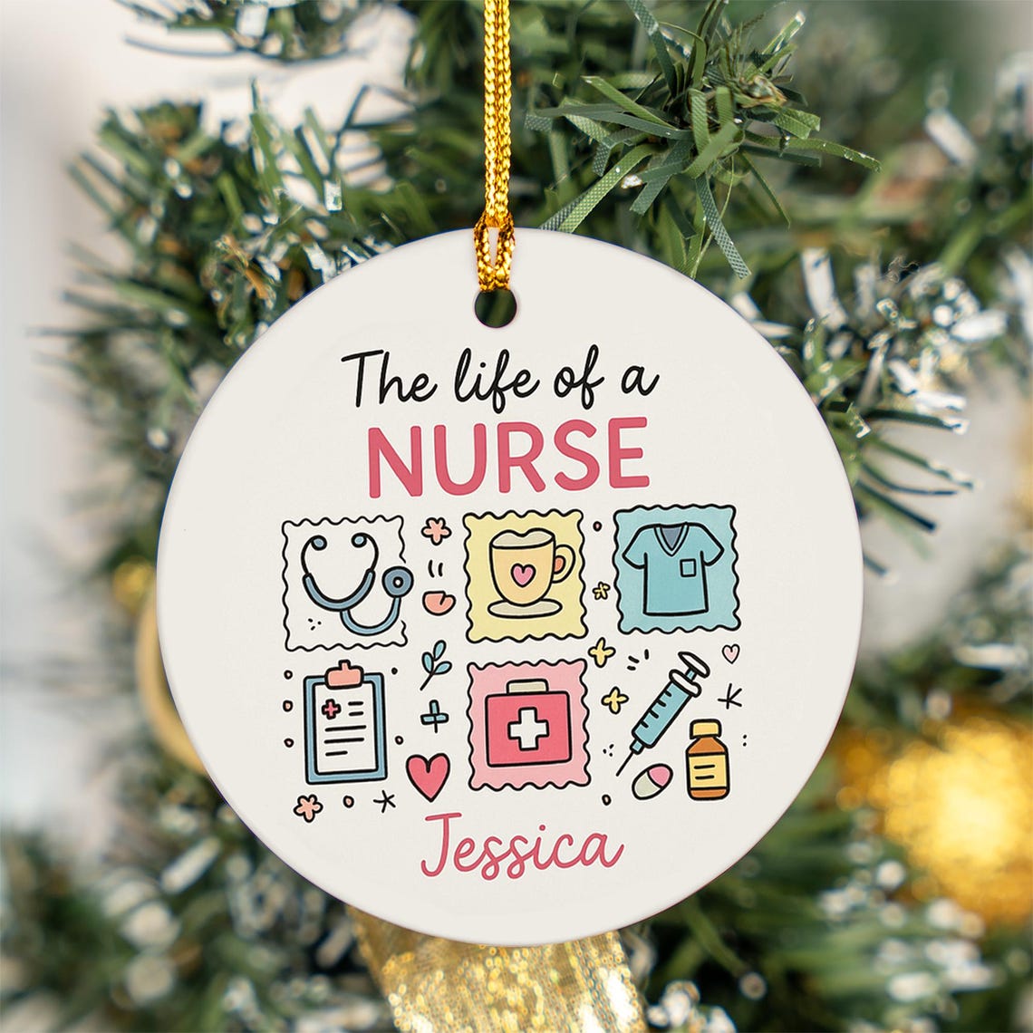 Personalized Nurse Life Ornament Name Ceramic Hanging Sign
