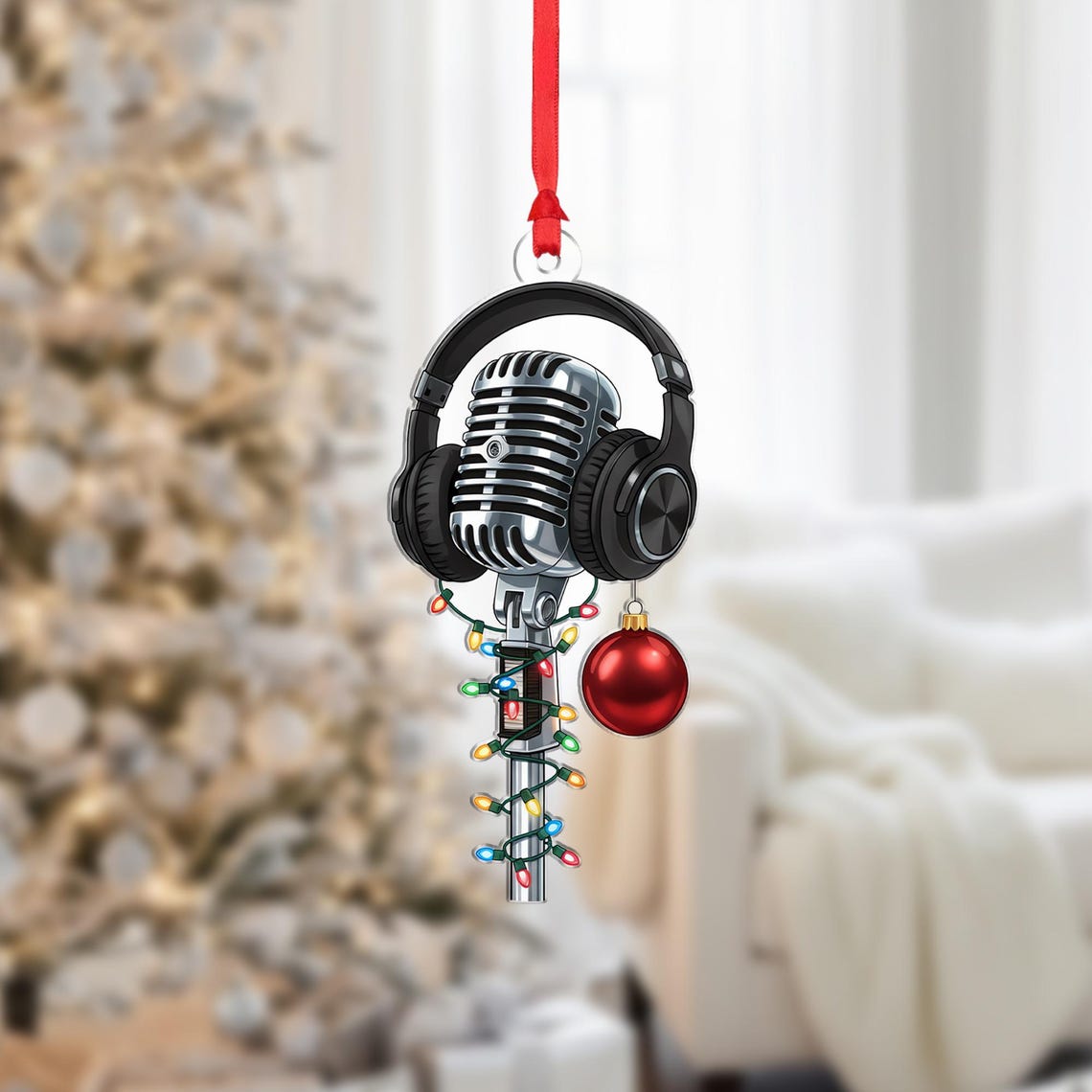 Personalized Vintage Microphone Ornament Music Lover Gift Poster