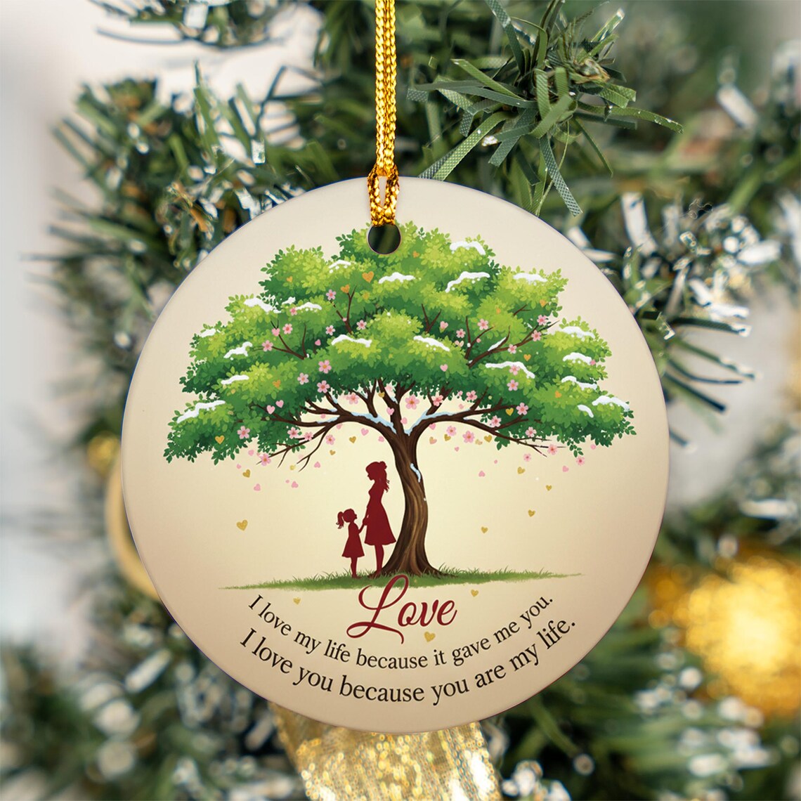 Mother Daughter Tree Of Love Quote Christmas Ornament Sentimental Wall Art