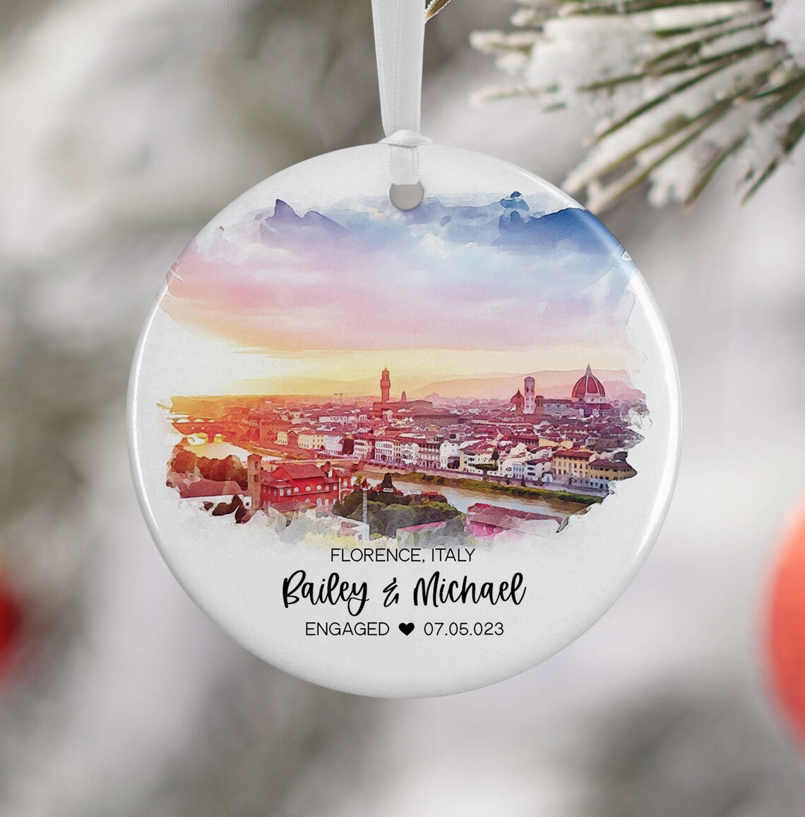 Florence Italy Watercolor Travel Ornament Art Print