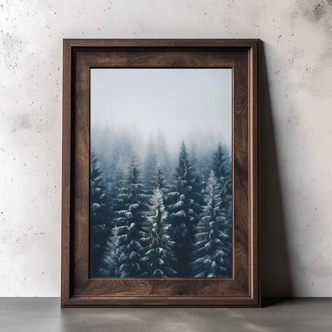 Moody Winter Forest Scenery Winter Mountain Print Rustic Winter Landscape Print Christmas Art Cottagecore Wall Art - Image 2
