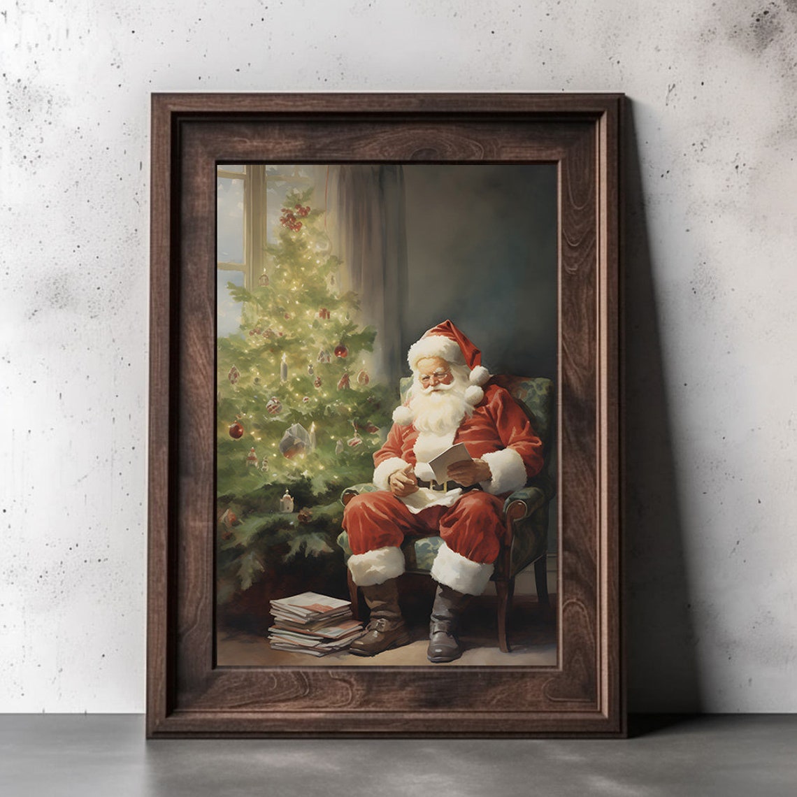 Santa Claus Reading Mail In Armchair By Christmas Tree Poster - Image 3