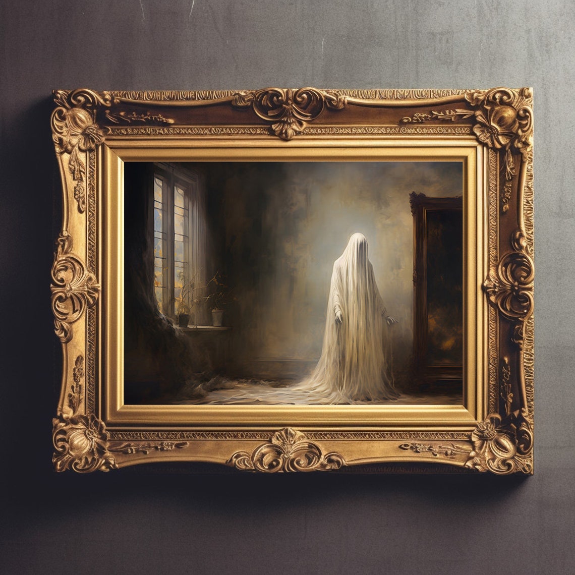 Sheet Ghost Dark Vintage Room Moody Gothic Halloween Wall Art - Image 2