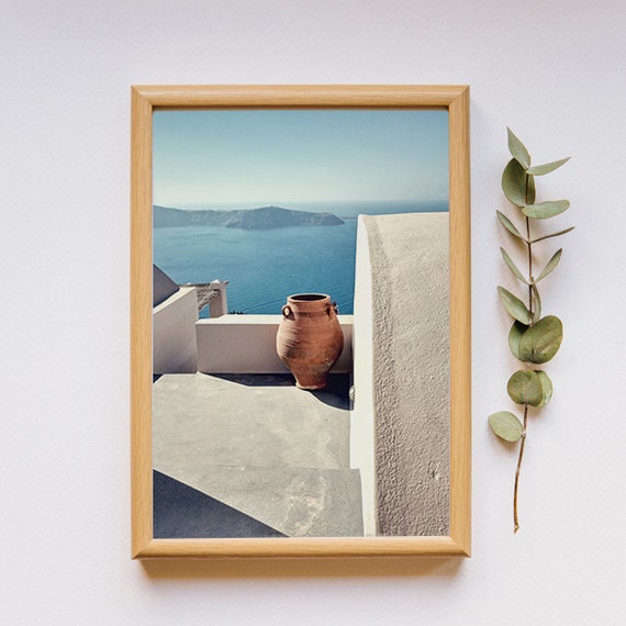 Santorini Wall Art Greece Wall Art Santorini Travel Poster Landscape Print Wall Decor Island Print