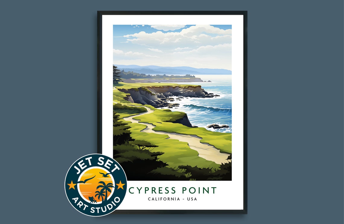 Cypress Point California Golf Course Cliffs Vintage Travel Poster