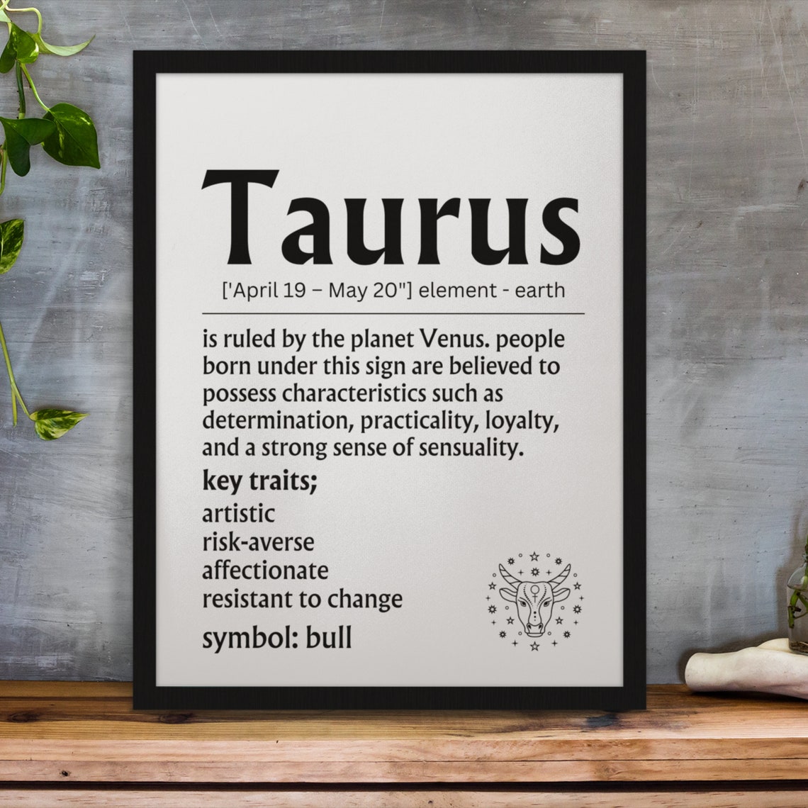Taurus Zodiac Definition Sign Bull Symbol Earth Sign Wall Poster - Image 4