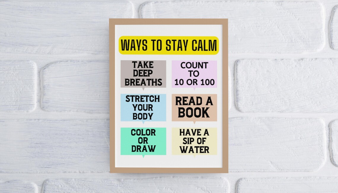 Ways To Stay Calm Boho Classroom Decor Poster - Image 2