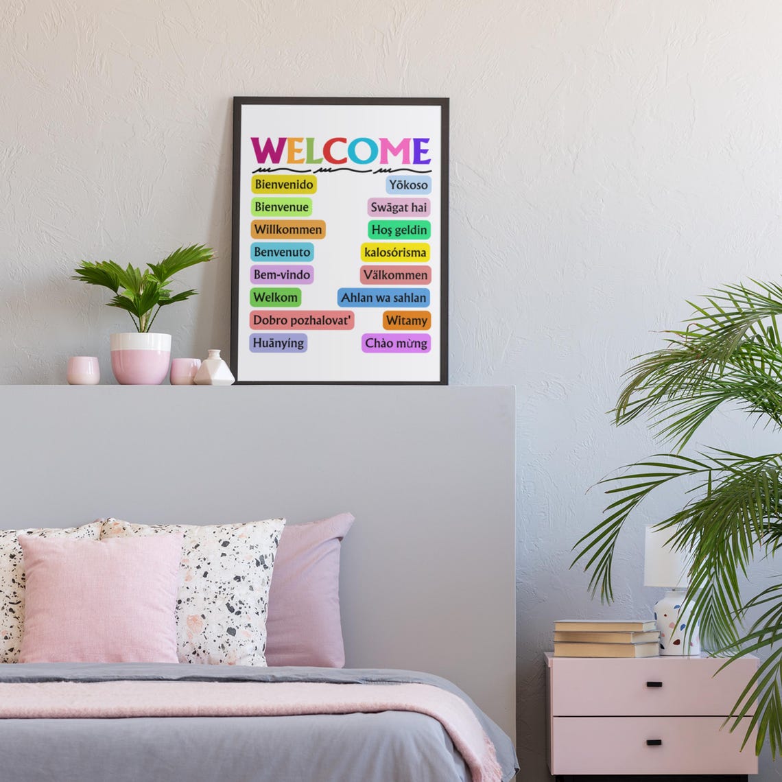 Welcome in Many Languages Colorful Home Entryway Sign Poster - Image 4