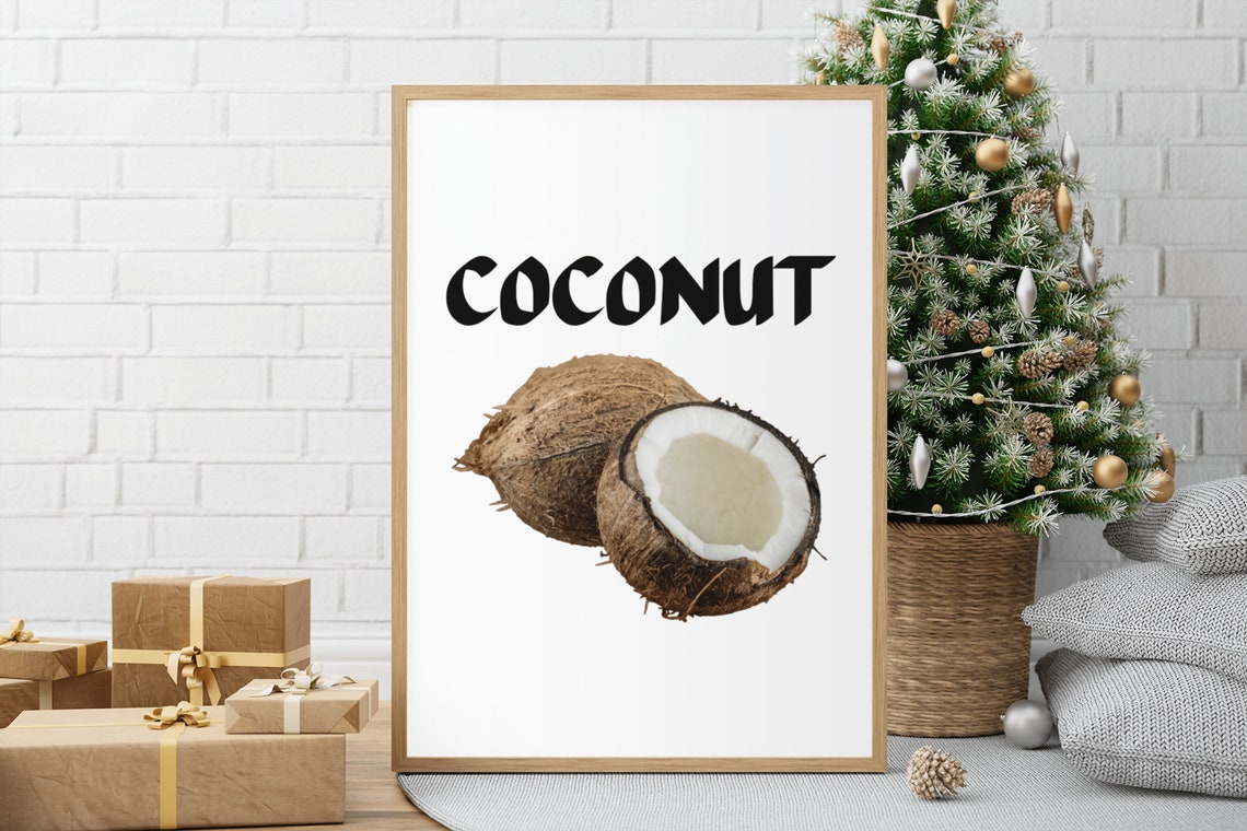 Coconut Bold Typography Tropical Fresh Fruit Kitchen Poster Decor - Image 4