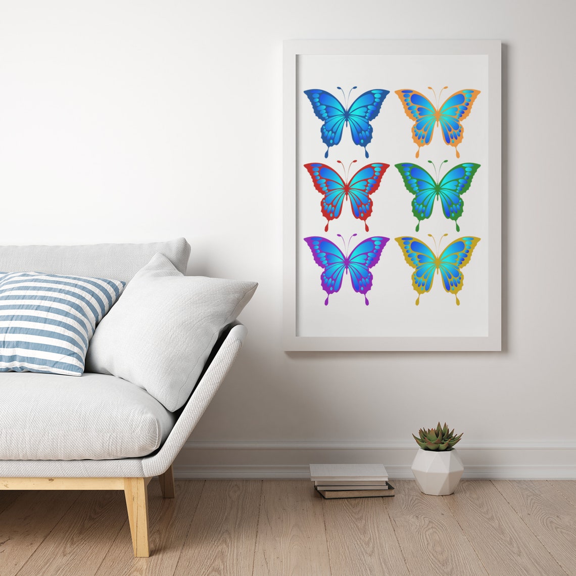 Colorful Butterfly Grid Rainbow Insects Dorm Room Wall Poster - Image 4