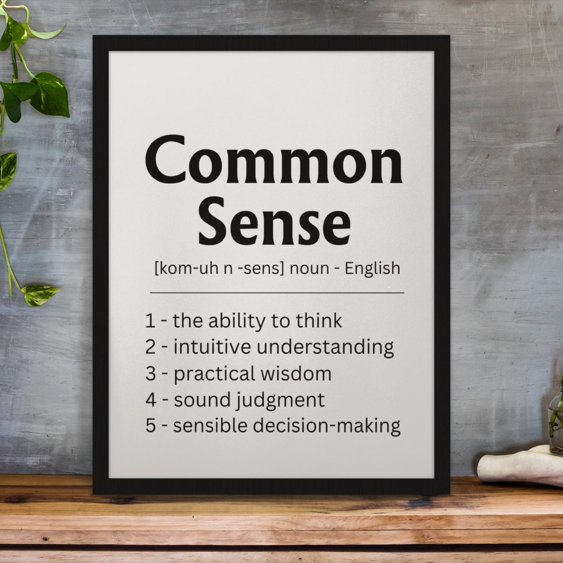 Common Sense Definition Dictionary Meaning Funny Office Poster - Image 2