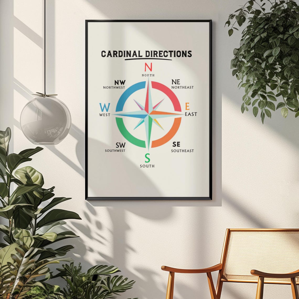 Compass Cardinal Directions Educational Navigation Chart Poster - Image 8