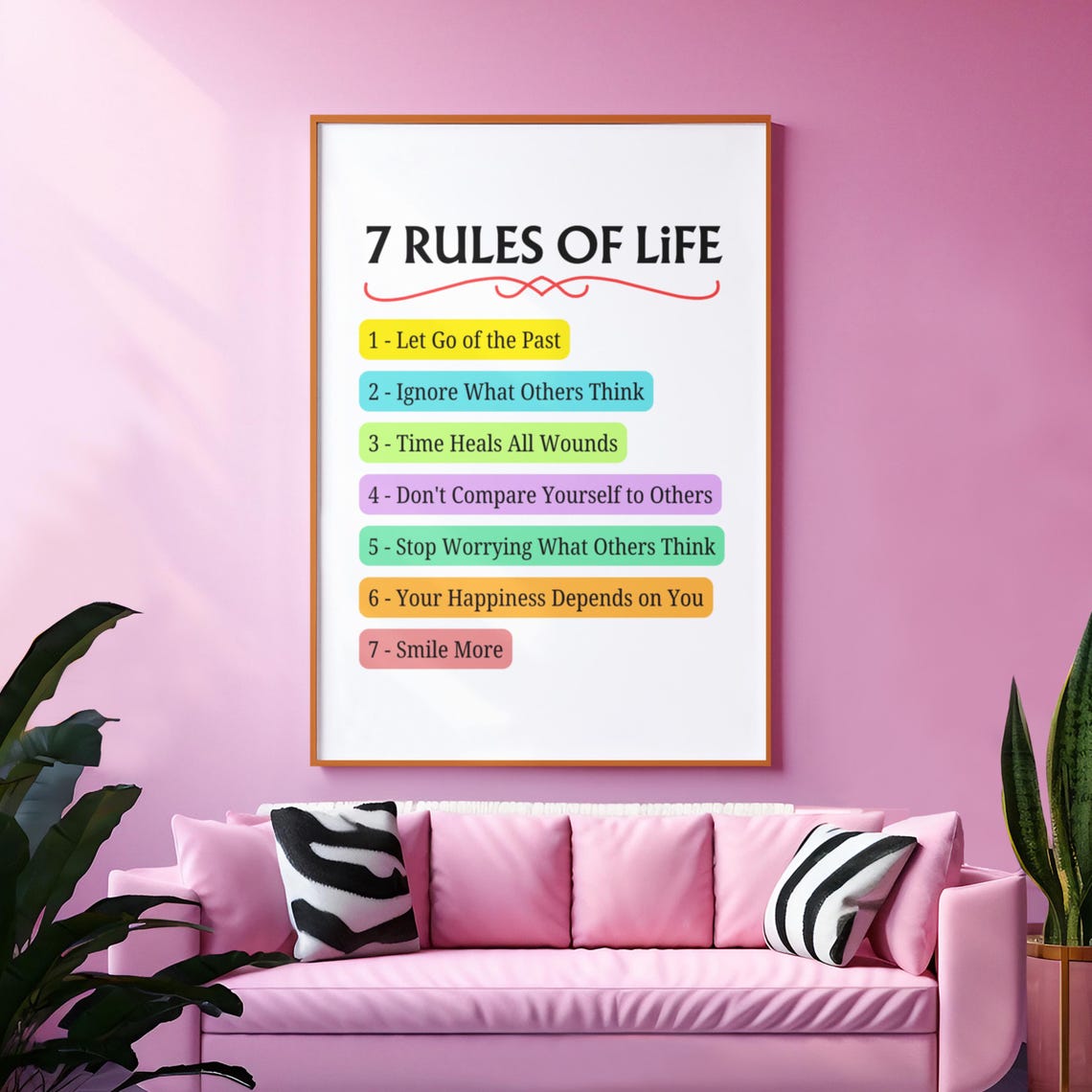 7 Rules of Life Inspirational Quote Colorful Office Wall Poster - Image 2