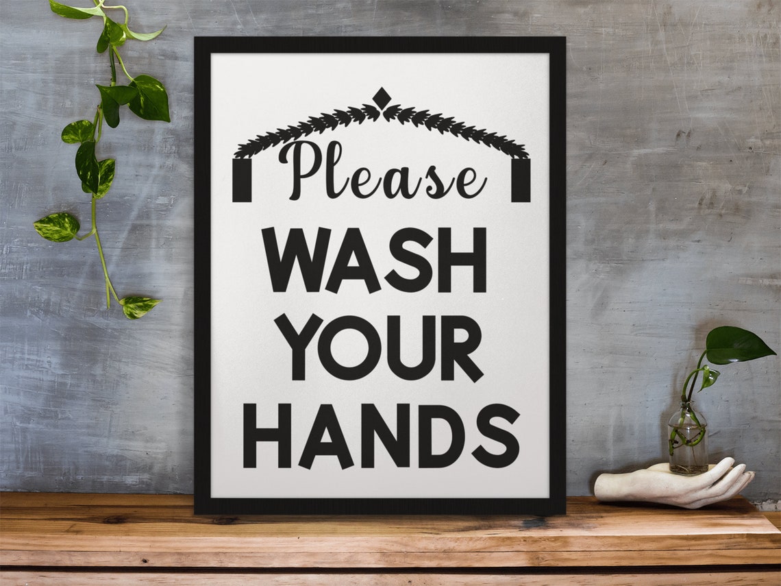 Please Wash Your Hands Elegant Script Black Framed Bathroom Poster - Image 10