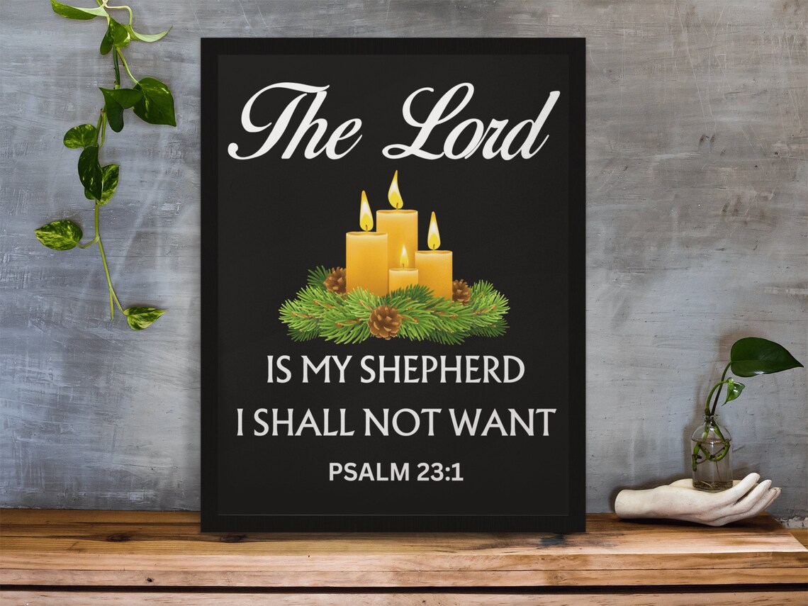 The Lord Is My Shepherd Psalm 23:1 Christmas Candle Wreath Faith Poster - Image 3