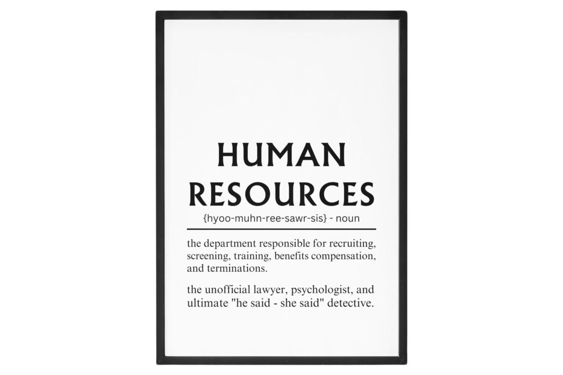 Human Resources Dictionary Definition Poster Funny HR Office Gift