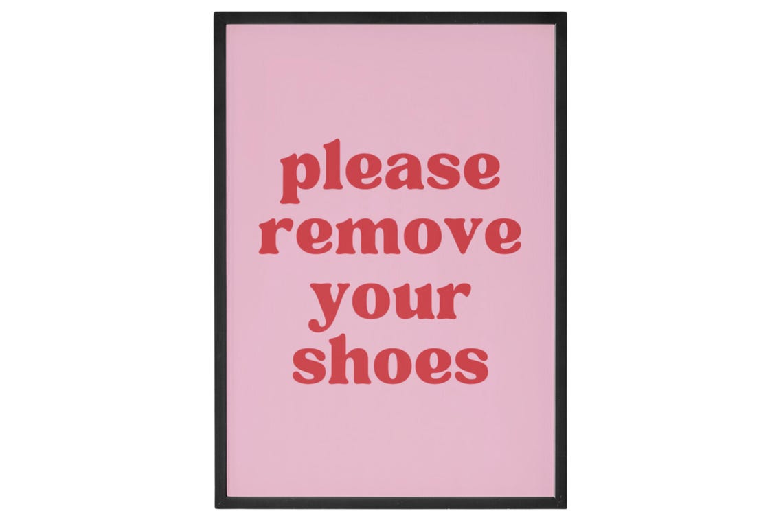 Please Remove Your Shoes Red Typography Entryway Sign Poster - Image 2
