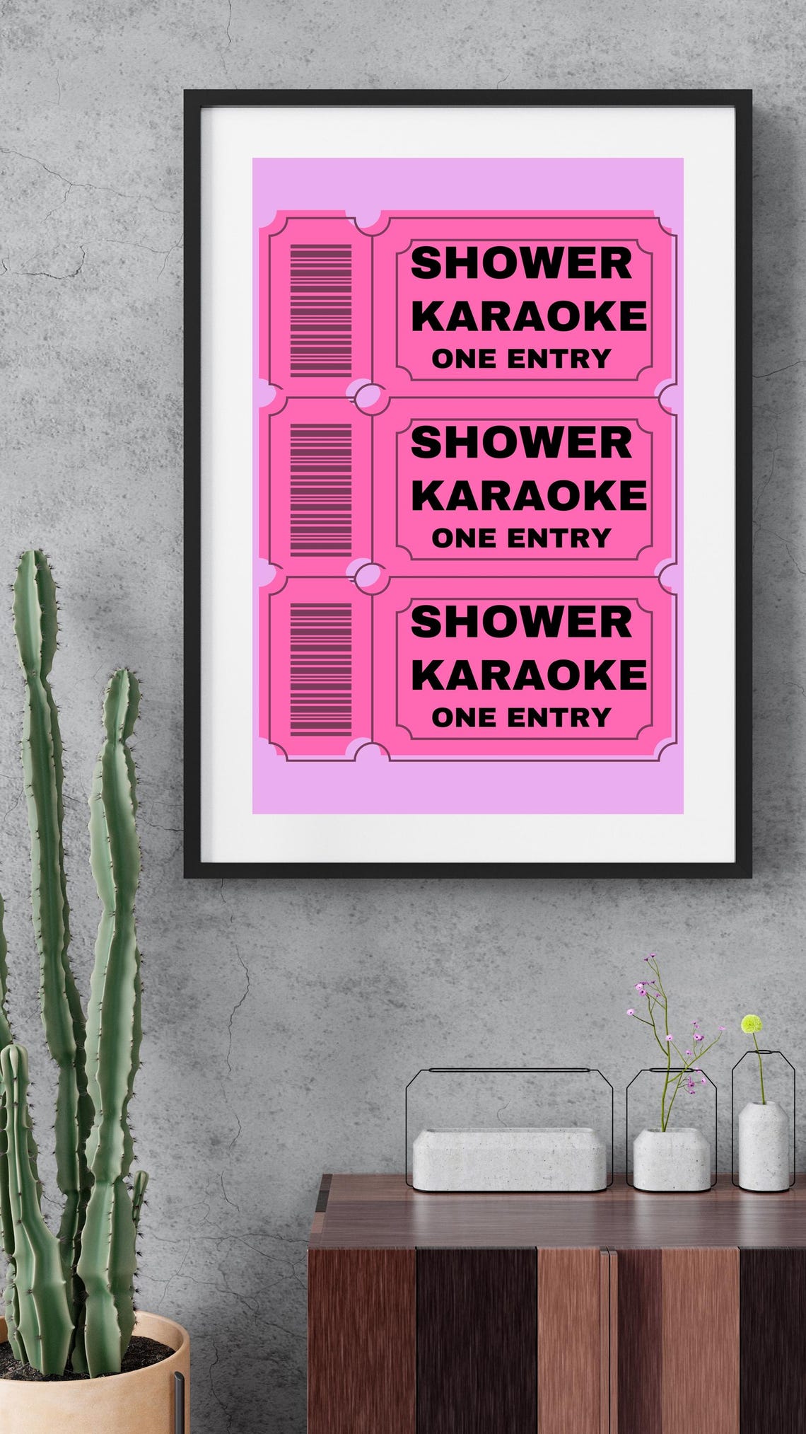 Shower Karaoke Ticket Hot Pink Bathroom Funny Singing Gift Poster - Image 3
