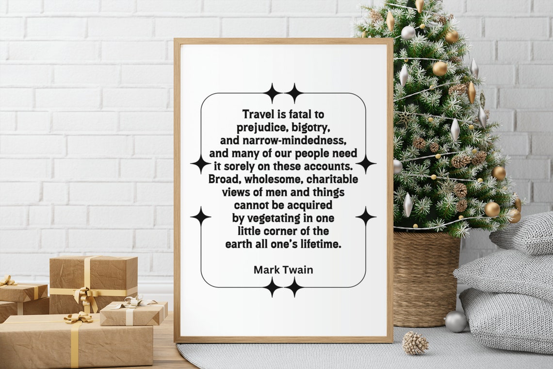 Mark Twain Travel Quote Star Border Office Study Wall Poster - Image 3