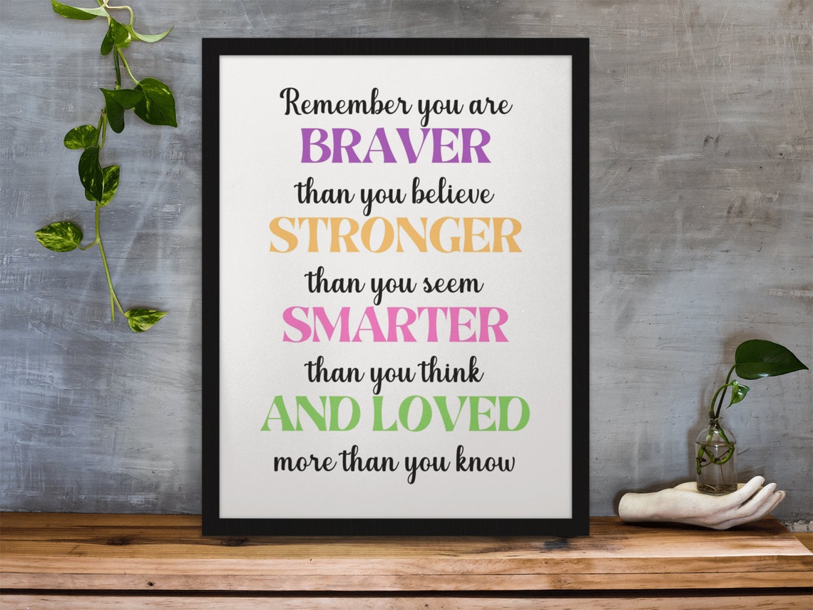 Braver Stronger Smarter Loved Colorful Affirmation Quote Poster - Image 5