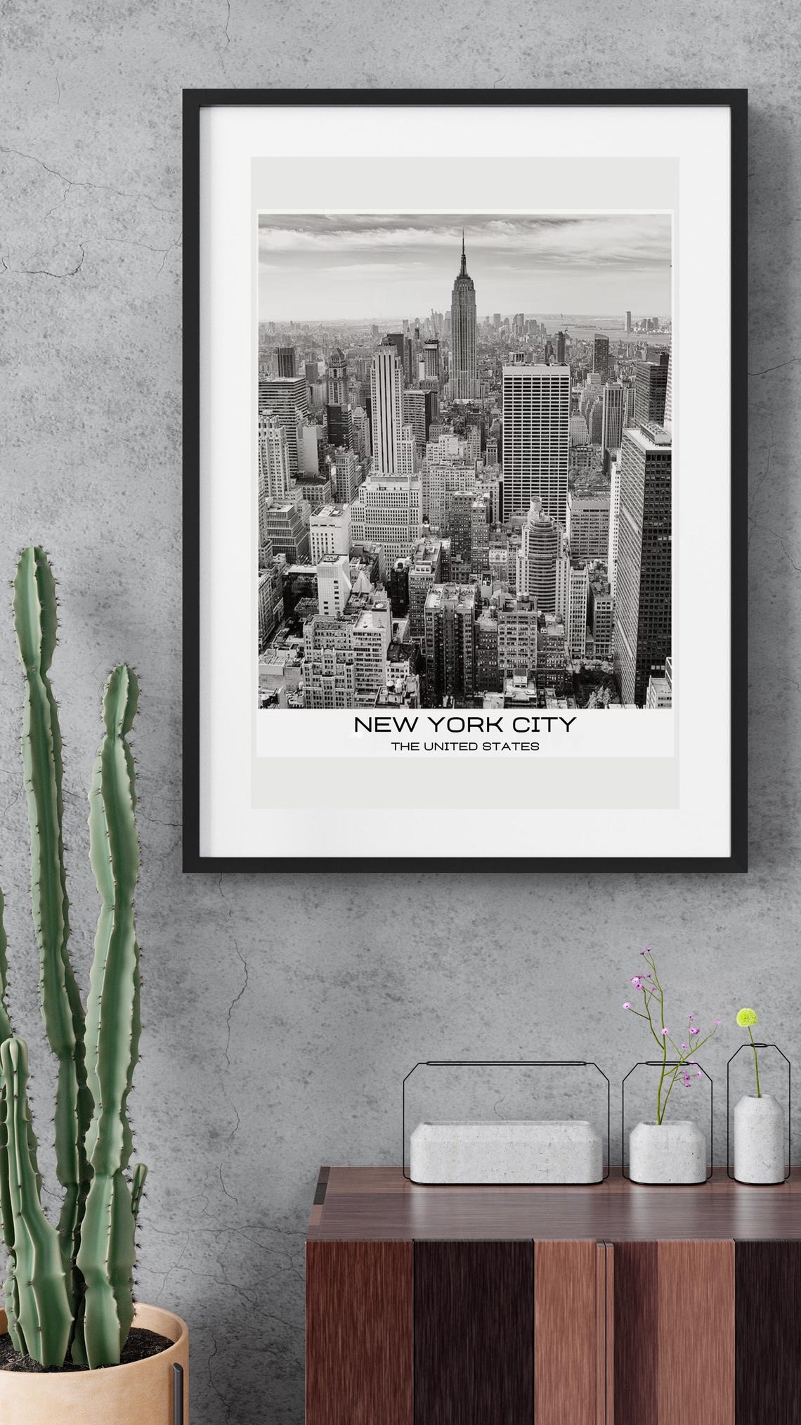 New York City Black And White Empire State Skyline Travel Poster - Image 6